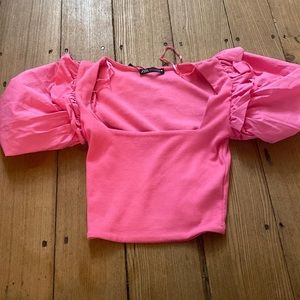Small pink Zara puffy sleeve top